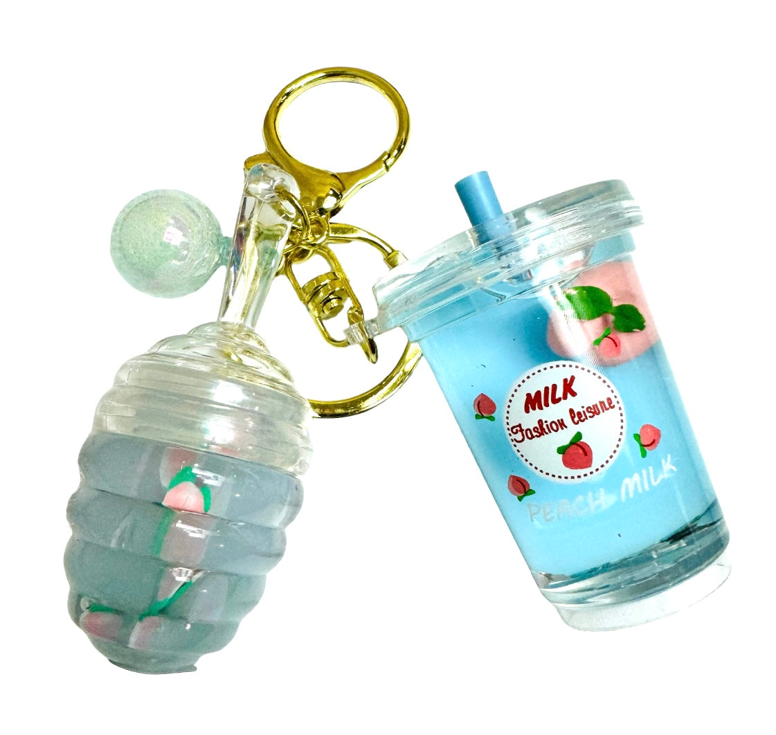 BLUE BOBA HONEY LIP GLOSS KEYCHAIN