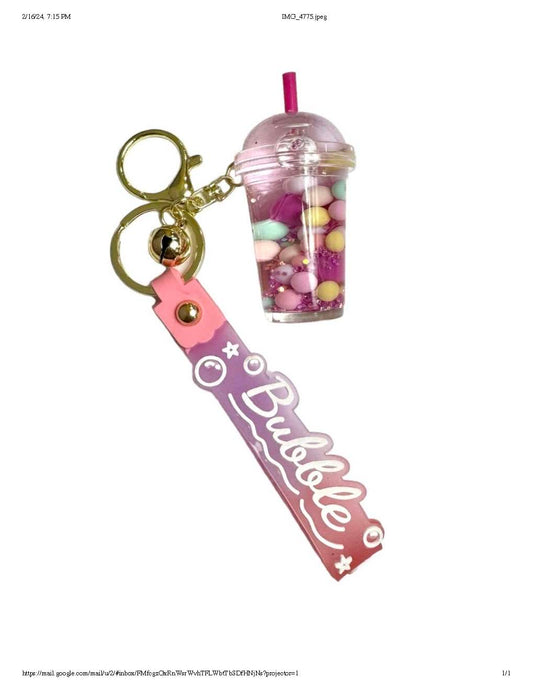 Pink Bubble Tea Keychain